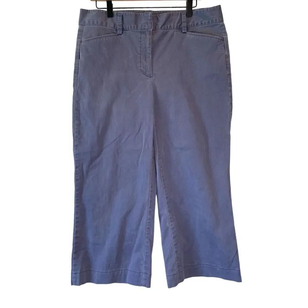 Lands End Cropped Pants Blue Size 14 - Mid Rise-Wide Leg